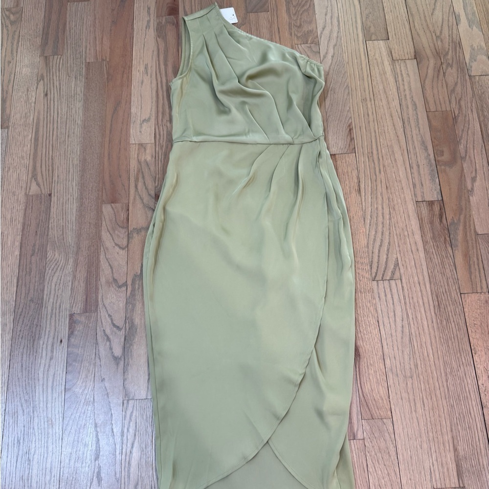 Pretty Garden Green One-Shoulder Dress